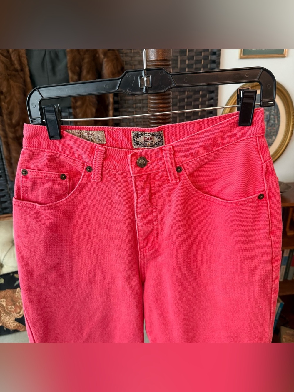 🩷 Vintage Express Pink Mom Jeans USA Made High Rise Tapered Leg Sz Medium - Picture 2 of 13